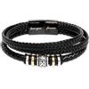 Bramart Bracciale Uomo in Pelle Intrecciata con Incisione Love You Forever Acciaio Inox Lucidato di Altissima qualità - Idea Regalo per lui Compleanno Natale - Cofanetto Incluso