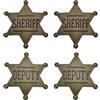 FINGERINSPIRE 4Pz Distintivo in Lega Stile Tibetano 66X58mm Distintivo in Metallo da Sceriffo Vice Spilla Bronzo Antico/Dorato Spilla Della Polizia Western Cowboy Stella Distintivo per Feste Cosplay