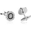 BCughia Gemelli per uomo, camicia di compleanno, regalo per uomo, nero, bianco, acciaio inox, bianco, rotondo, zirconia cubica, dimensioni 17 x 17 mm