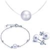 Yumilok Set di gioielli per donna e ragazza in argento Sterling 925 e perle composto da: bracciale, collana con ciondolo e orecchini