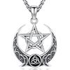 Eusense Tripla Luna Dea Collana in argento 925 Ciondolo Pentagramma Nodo Celtico Pentacolo Amuleto Wiccano Regalo per Donne Ragazze