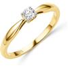 MIORE Anello Donna da Fidanzamento con Diamante, Anello con Solitario, in Oro Giallo Massiccio 375 da 9K con Diamante Solitario 0.15ct, Anello Matrimonio con Castone 4 Griffe con Custodia Portagioie