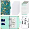 Hnogri Raccoglitore per bilancio con buste con cerniera, formato A6, per risparmiare denaro, per budget, in pelle PU, organizer per banconote, portafoglio floreale da donna.