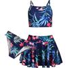 Arshiner Ragazze Bikini Set 3 Pezzi Costumi da Bagno Estivi Bambini Tre Pezzi Tankini con Gonna Stampa Floreale Costumi da Bagno Bikini per Bambina 13-14 Anni