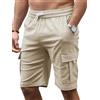 Tolaler Pantaloncini Cargo Uomo Estivi Pantaloni Corti Casual Coulisse Bermuda Shorts Vita Elasticizzata con Tasche
