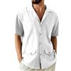 Generic Camicia da uomo in cotone di lino a maniche corte 4 tasche camicie estive con bottoni top per le vacanze T-shirt da spiaggia hawaiana 2026, Camicia hawaiana bianca da uomo in cotone e lino, XL