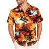 King Kameha Camicia Hawaiana Uomo Maniche Corte - Camicia Uomo Estiva con Stampa Navigare, Camicie Hawaiane da Navigare Leggera e Facile da Lavare - Surf, Brown Turquoise, 5XL