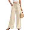Niwicee Pantaloni Donna Estivi Eleganti Pantaloni Leggeri Comodi Pantaloni Traight Larghi Pantaloni Tinta Unita Casual Donna con Tasche Coulisse Pantaloni Palazzo 100% Cotone Pants (Khaki, XL)