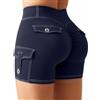STARBILD Pantaloncini da Ciclista con 1 Tasche da Donna, Scrunch Shorts Sportivi da 4.5 Pollici Push Up Glutei, Leggings Corti Vita Alta per Fitness Palestra Yoga Corsa, Blu Navy M