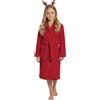 JiAmy Accappatoio in pile con cappuccio per ragazze, vestaglia in flanella soffice, caldo pigiama per bambini, comodo per il relax, Rosso, 7-9 Years