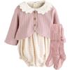 NEXT Bambina Set da 4 pezzi con body a maniche lunghe, cardigan e collant | Neonato, Standard, Button, Lavabile in lavatrice