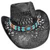 Carnavalife Cappello Estivo da Uomo in Carta Paglia, Cappello da Cowboy da Donna con Fascia, Cappello da Cowboy Unisex