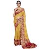Yashika Sari da donna Magludi in seta stampata con camicetta non cucita, adatto per tutte le occasioni e festival indiani, Giallo Rosso, taglia unica