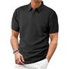 Generic Polo da uomo in tessuto jacquard, polo da golf a maniche corte traspirante, vestibilità comoda, camicia estiva casual con colletto in maglia, Nero, S