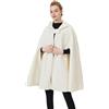 BEAUTELICATE Donna Mantello con Cappuccio Inverno Misto Lana Cappotto Medievale Robe Lungo Poncho Giacca con Giromanica per Cosplay Halloween Costume Natale Matrimonio
