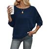 WNEEDU Maglione Donna Invernale Pullover Autunno Maglia Leggera Elegante | Scollo a barchetta, spalle scoperte, maniche a pipistrello, per leggings