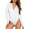 VicSec Body Donna Maniche Lunghe Aderente Bodysuit con Scollatura Collo a V Sexy Body da Donna Manica Lunga Elegante Basic Tops Morbida Tinta Unita T-Shirt Casuale Elasticizzato Tuta Jumpsuits S-XL