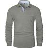 VMSUCIJ Polo Manica Lunga Uomo Maglietta con Abbottonatura Patchwork a Doppio Triangolo Elegante Cotone T-Shirt con Taschino,A-Grigio,L