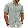 PJ PAUL JONES Camicia da uomo a maniche corte, per il tempo libero, con bottoni, estiva, da spiaggia, vestibilità regolare, verde chiaro, L