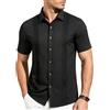 Mauro Kane Camicia Guayabera Uomo Maniche Corte, con Bottoni, Leggera Traspirante Comoda, Camicia Estiva da Tempo Libero