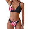 ZAFUL Costume da bagno da donna a 2 pezzi con stampa floreale, perizoma triangolare, set bikini a taglio alto, costume da bagno