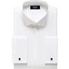 REXIUD Camicia da smoking da uomo con colletto ad ala e polsini francesi, elasticizzata, a maniche lunghe, per matrimoni, serate e occasioni formali, bianco, 44