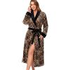 RONGTAI Womens Bathrobe Ladies Fleece Plush Warm Long Robes Fleece Nightgown Sleepwear (US, Alpha, Small, Regular, Regular, Black Leopard)