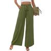 Adigaber Pantaloni Donna Vita Alta Pantaloni a Gamba Larga con Coulisse Regolabile e Tasche Pantaloni Palazzo Eleganti e Morbidi