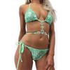 ZYTC Bikini a triangolo perizoma paillettes strass 2 pezzi costumi da bagno per le donne lingerie sexy estate Halter reggiseno e mutandine set, Verde scuro, M