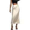 OLIPHEE Gonna Donna Lunga Raso Elegante Maxi Gonne da Donna Solida Colore Elastica Vita Alta A-Line Skirt in Satin Casual Vestiti Vacanza Business
