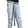Generic Cintura in tela da donna, alla moda, a scacchi, con doppie fibbie a D, per adulti, casual, per jeans e lavoro