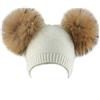 Brillabenny Cappello Cuffia Doppio PON PON Vera Pelliccia Bambina Bimba 1-3/4 Anni Baby Hat (Bianco Natural)