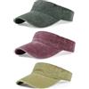 Qlauca Confezione da 3 Visiere Parasole per Donne e Uomini, Cappelli da Sole Sportivi Leggeri con Visiera Regolabile in Twill di Cotone, Verde Militare+Kaki+Winered, Taglia Unica