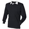 Front Row - Polo Manica Lunga 100% Cotone - Uomo (L) (Nero/Bianco)