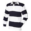 Front Row - Polo a maniche lunghe, a righe, con collo bianco, da uomo, modello Sewn bianco Medium