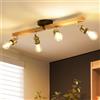 ANWIO Faretti da Soffitto Bronzi Regolabili, Lampada Soffitto con 4 Portalampade E27, Applique,Base di Legno, Portalampada Bronzo Vintage in Lega di Alluminio e Placcata in Rame (Lampadine Escluse)