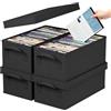 Lifewit Confezione da 4 Porta DVD, Contenitori Impilabili con Coperchio Pieghevole per 100 DVD (25 ciascuno), per Casa e Auto, Nero