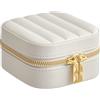 SONGMICS HOME ANAH Collezione - Portagioie da Viaggio, Piccola Scatola Porta Gioielli con Specchio, 10,5 x 10,5 x 6 cm, PU con Cucitura, Portatile, Idea Regalo, Bianco Nuvola JBC179W01