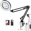 Lightswim Lampada da scrivania con lente d'ingrandimento a LED 10X con morsetto, lente d'ingrandimento a mani libere con 72 LED, 3 modalità di colore, dimmerabile continuamente, include due lenti di