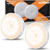 daphomeu Luci con sensore di movimento per interni, confezione da 2 luci wireless ricaricabili USB per armadietti, luci notturne da parete, funzionamento a batteria, per scale, guardaroba, corridoi, armadi