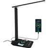 joyshie Lampada scrivania dimmerabile lampada da lettura con porta di ricarica USB, 3 modalità di illuminazione, carica wireless,lampada da tavolo portatile pieghevole per la lettura della camera da lett
