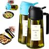 TrendPlain Spruzzino Olio per Friggitrice Aria 470ml, Dosatore Olio 2 in 1, Oliera Spray per Cucina, Insalata e Aceto, Accessori Cucina con Etichette e Protezione dalla Luce - Nero e Azzurro