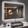 Dripex Specchio da bagno con illuminazione Specchio Led con 3 Temperature Colore e Dimmerabile e Antifog Luce Specchio Bagno con Presa/Orologio/Termometri(60 x 80 cm)