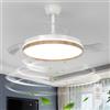 Mckalen Ventilatore da Soffitto con Luce e Telecomando, 3 Pale Retrattili, Reversibile LED Lampada Ventilatore da Soffitto Dimmerabile, 6 Velocità, Silenzioso Motore DC per Camera da Letto, Soggiorno