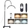 CaalLogt Lampada Cosmetica a Mezzaluna - Lampada a Piedistallo Mobile con Ruote, 192 LED, 5 Colori e 5 Livelli di Luminosità, con Telecomando e Clip, per Estensione Ciglia/Design Unghie/Tatuaggio