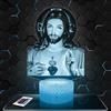 Lampephoto.fr - Lampada Gesù Cristo Luce Notturna 3D Sacro Cuore | Prodotto in Francia, base a scelta, luminosità regolabile, batteria/USB, regalo cristiana/cattolica