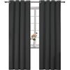 YSTELLAA Tende 100% Oscuranti Per Interni 2 Pezzi, 140×260cm, Effetto Lino, Tende Termiche, Con Anelli, Tenda Termica Isolante Freddo E Caldo, Fonoassorbenti, Moderne, Nero