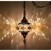 DEMMEX Lampada a sospensione a mosaico turco marocchino, lampada da soffitto con catena da 4,5 metri e spina, fatta a mano, prodotta in Turchia, Marrone