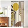 Uiiooazy Tenda Doccia Antimuffa, Uiiooazy Tenda da Doccia Piccola 90x180cm Boho Chic Marrone Astratta Sole Foglie Gialla Cachi Tende da Bagno Tessuto Lavabile Impermeabile Tende per Vasca da Bagno con 6 Anelli
