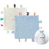CREVENT Coperte di sicurezza per bambini, piccole morbide peluche per ragazzi, coperte sensoriali per neonati (24 x 24 cm blu + etichetta avorio)